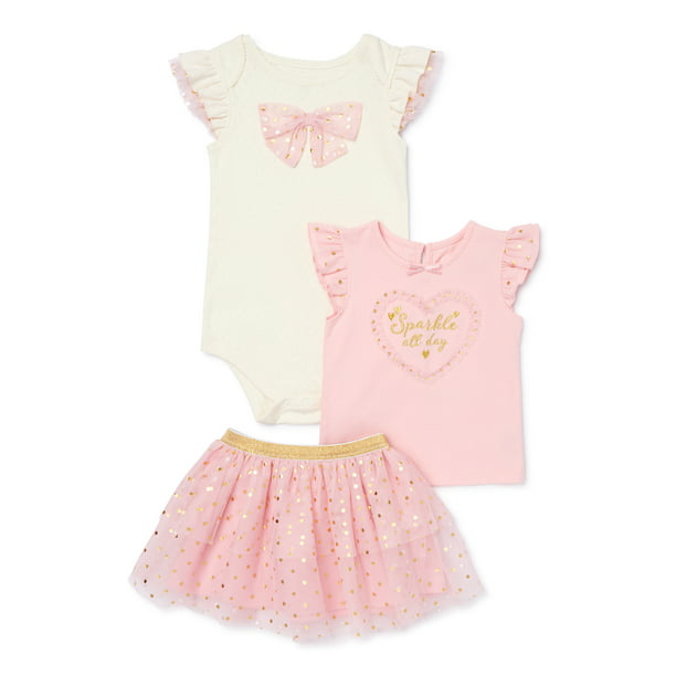 Gonxifacai Short Sleeve Cotton Toddler Newborn Baby Girls Letter Romper+Rainbow Tutu Dress Outfits Set 
